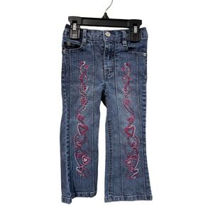 Vintage Y2K Squeeze Girls 2T Embroidered Heart Rhinestone Denim Jeans